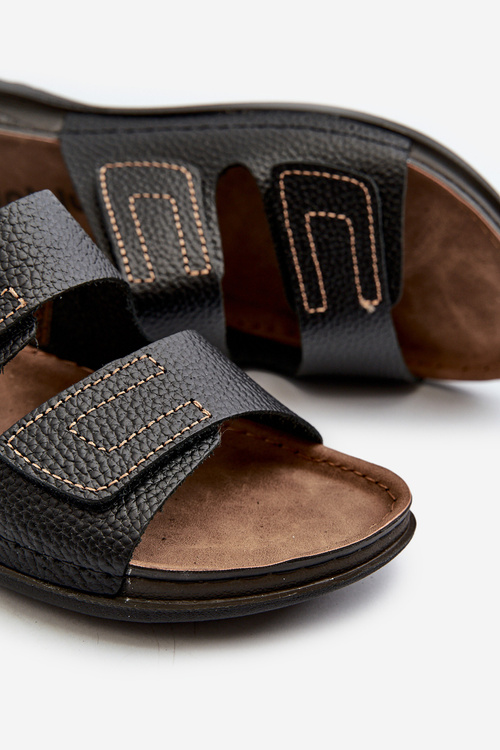 Зручні чоловічі шльопанці на липучках Inblu GV00002I Чорні