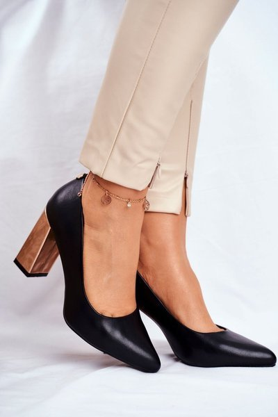 Жіночі човники на золотому каблуці Sergio Leone PB216 Чорні