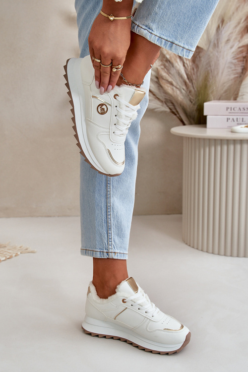 Спортивне взуття з теплою підкладкою на платформі білі Lerisas