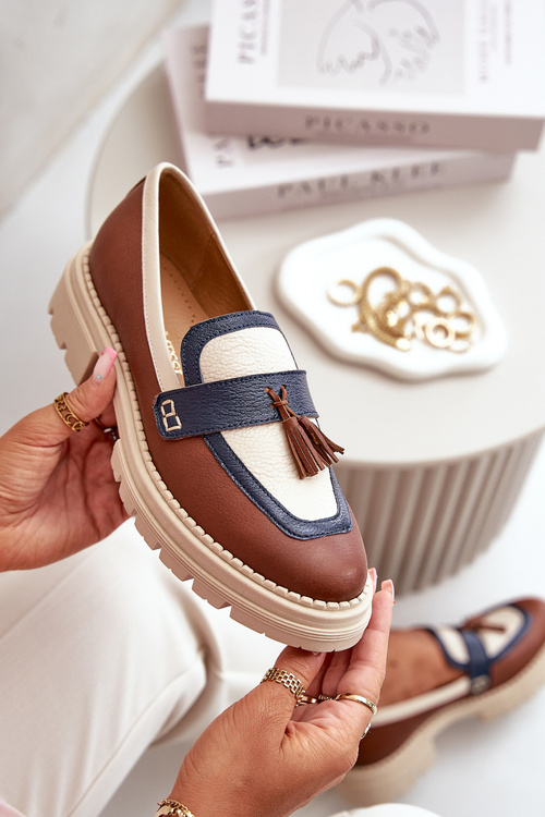 Шкіряні жіночі мокасини коричневі Laura Messi 2835