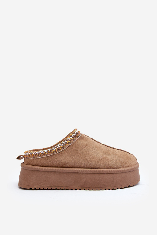 Тапочки на товстій підошві з бежевої еко-замші Sylva