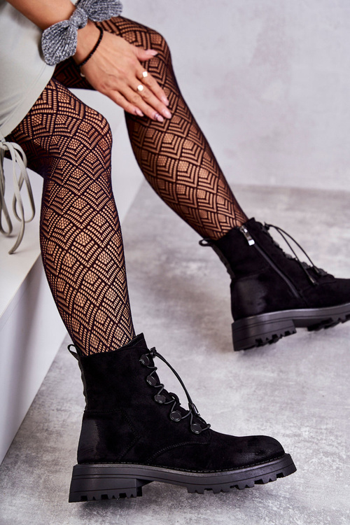 Жіночі замшеві теплі чоботи з ребристою чорним гелем