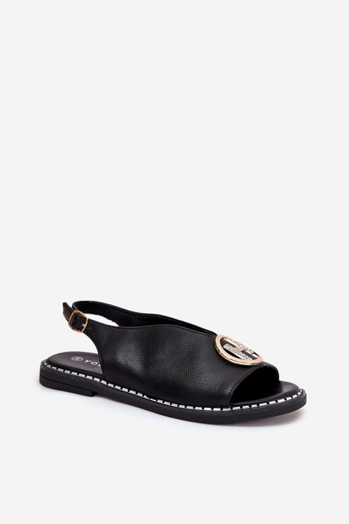 Площині Елегантні Сандалі З Декором Чорні Iseliria