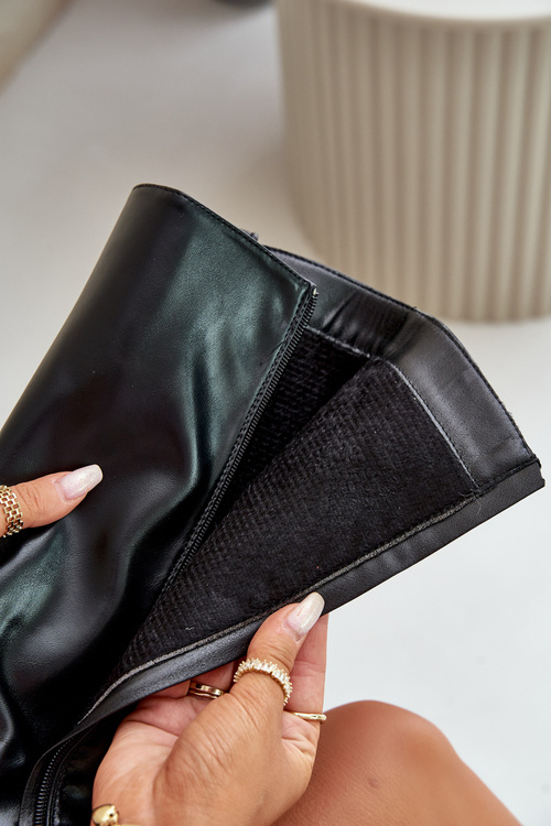 Жіночі черевики з точеним халявою на каблуці Чорні Kaielia