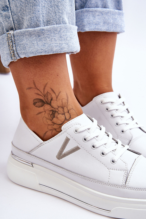 Жіноче шкіряне спортивне взуття на платформі Білий Saul