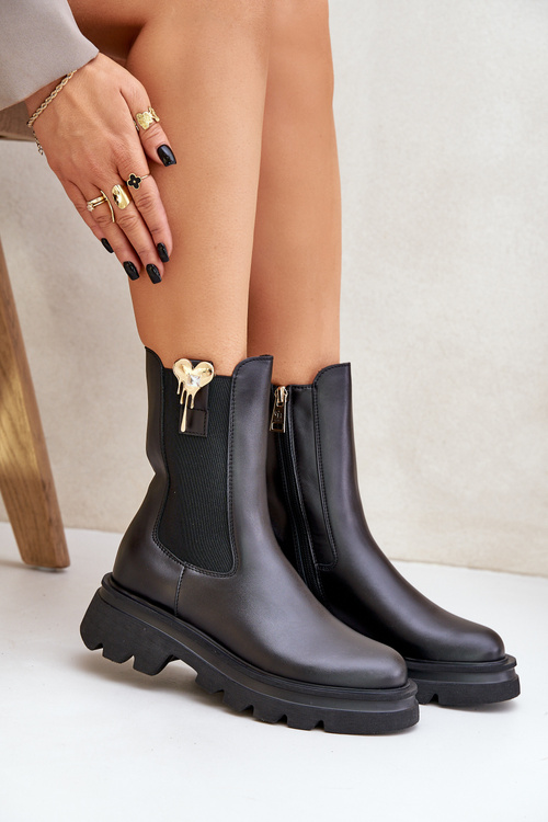 Шкіряні черевики челсі з декором CheBello 4537 Чорні