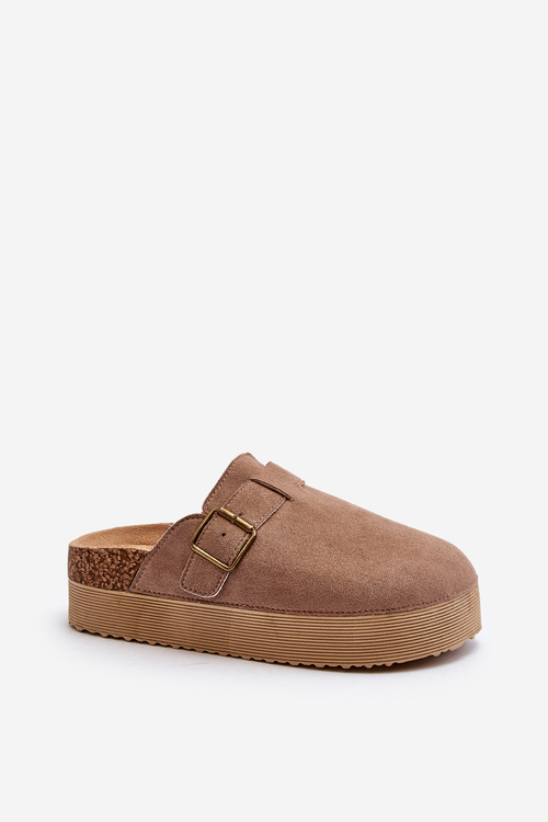 Замшеві босоніжки на корковій платформі Beige Vellma