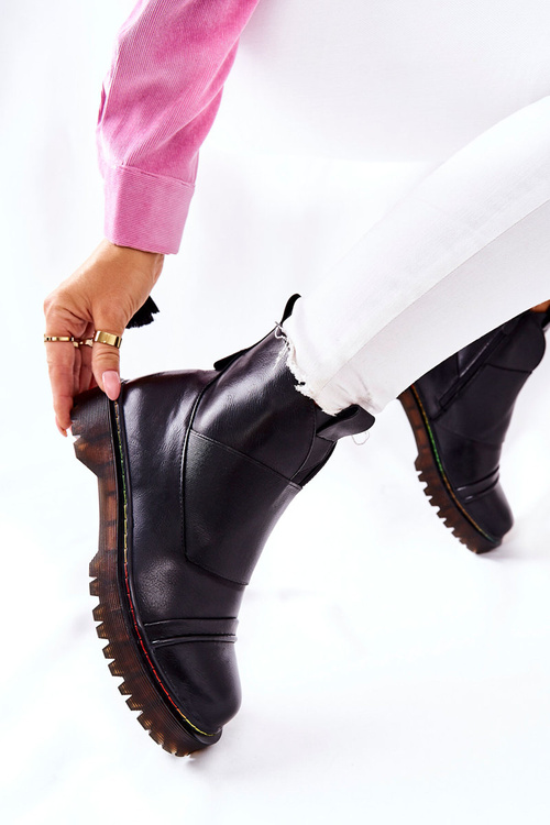 Черевики з різнокольоровою строчкою Black Milie