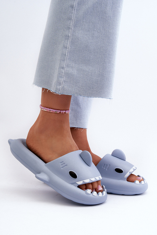 Жіночі легкі поролонові шльопанці з мотивом акули синього кольору Kasila