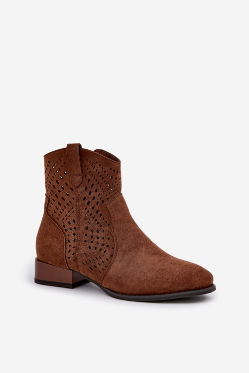 Жіночі Ботильйони З Прорізами На Низькому Каблуці Коричневі Neliawen