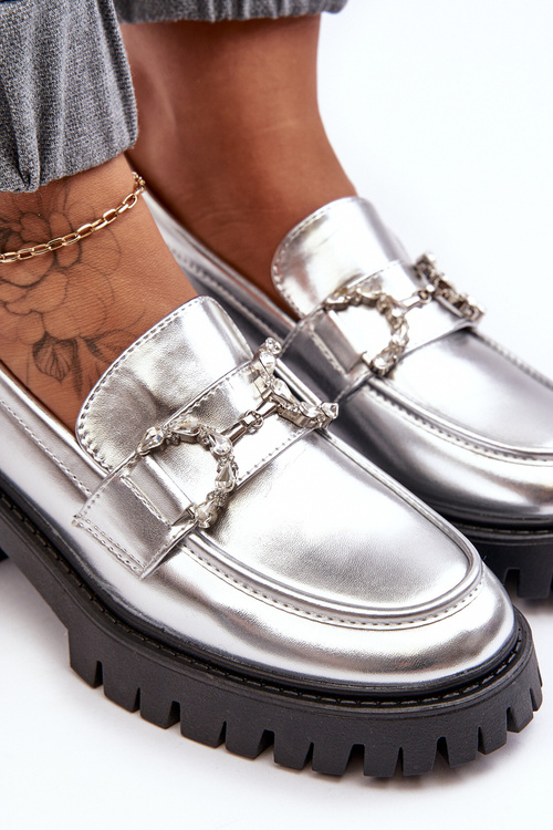 Жіночі шкіряні півчеревики на масивному каблуці Silver Lemmitty