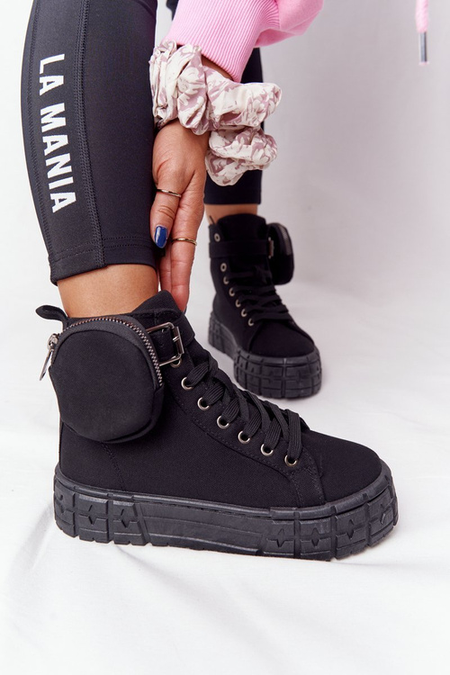 Жіночі кросівки на платформі з сумочкою Чорний попкорн