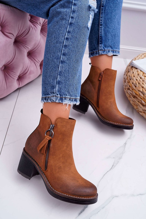 Жіночі чоботи на шпильці повстяні утеплені Camel Delia