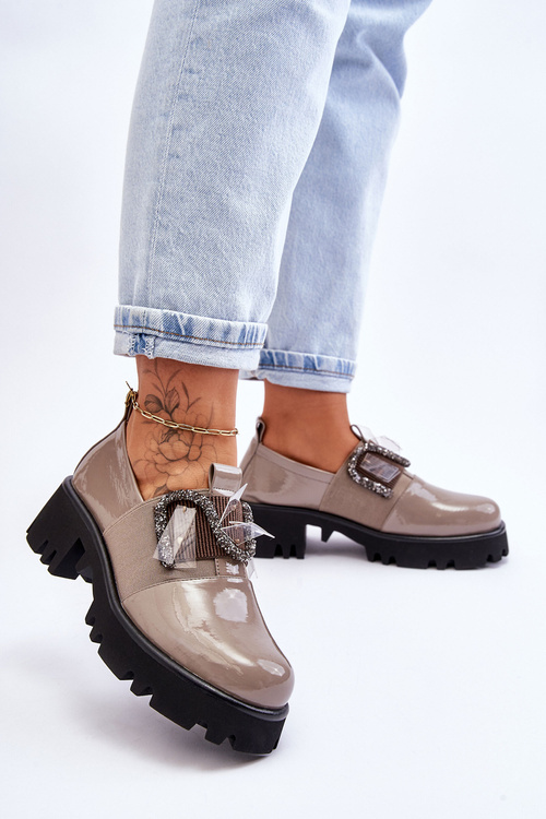 Лаковані туфлі з орнаментом сірі Keily