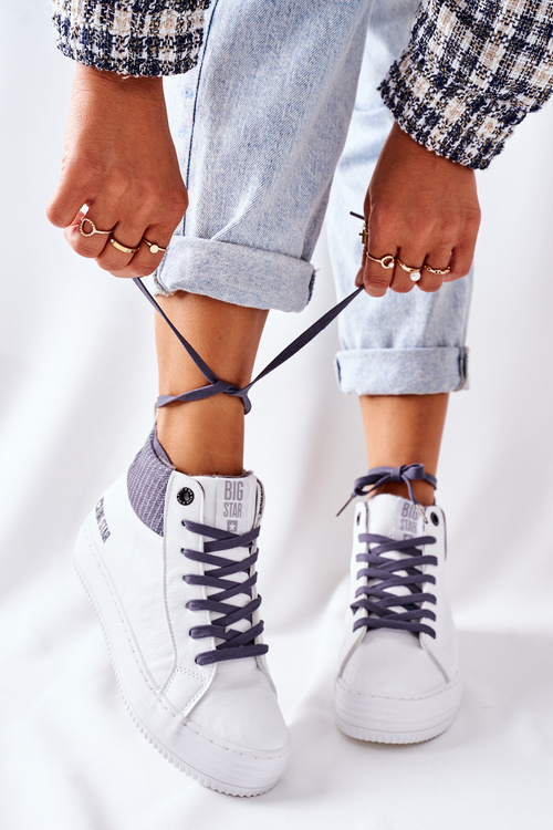 Високі утеплені кросівки Big Star II274144 біло-сірі