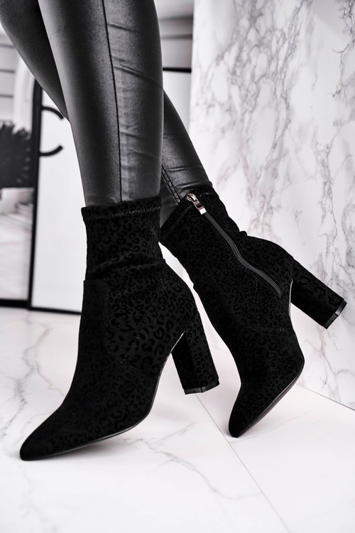 Чоботи жіночі на високому каблуці Чорна пантера
