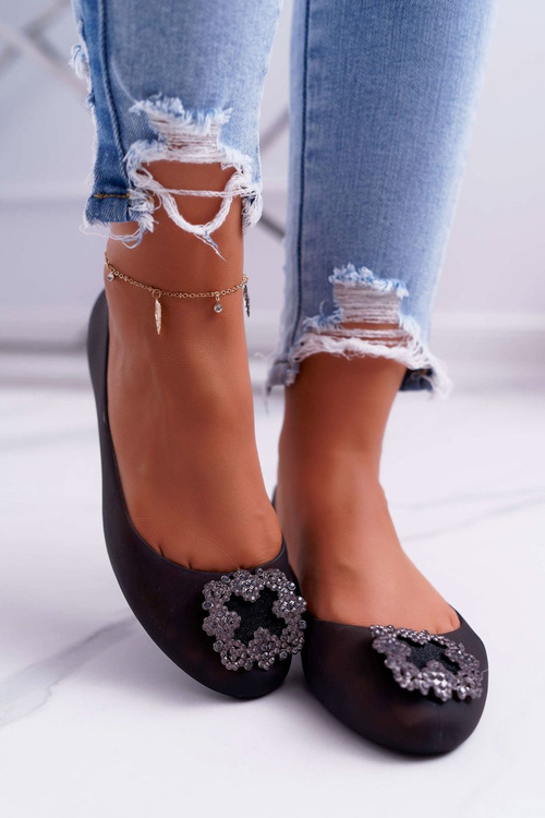 Лу Бу | Чорна гумова балерина Ballerina Meliski Flowers Palita Zirconias