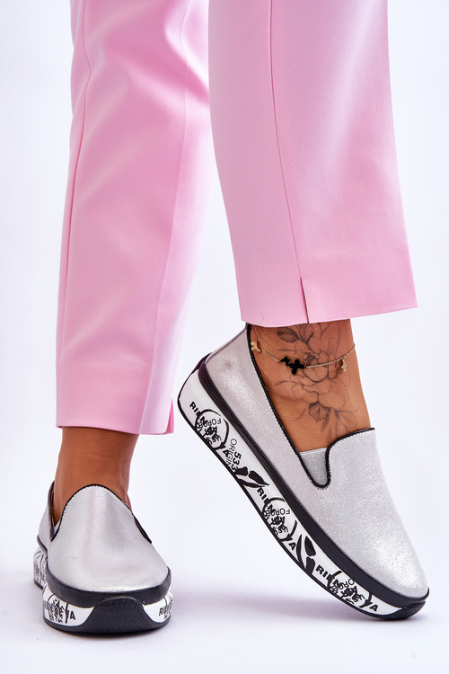 Жіночі шкіряні кросівки сліпони Silver Ottavia