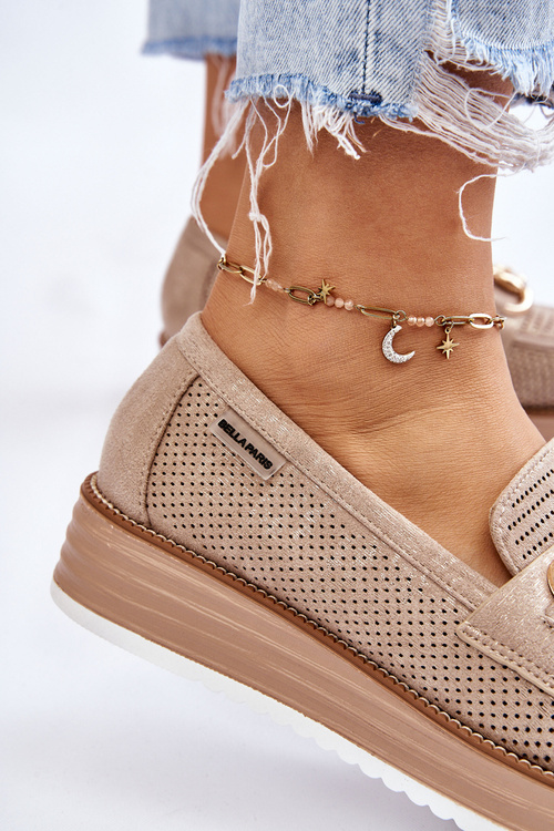 Жіночі лофери на платформі бежеві Danny