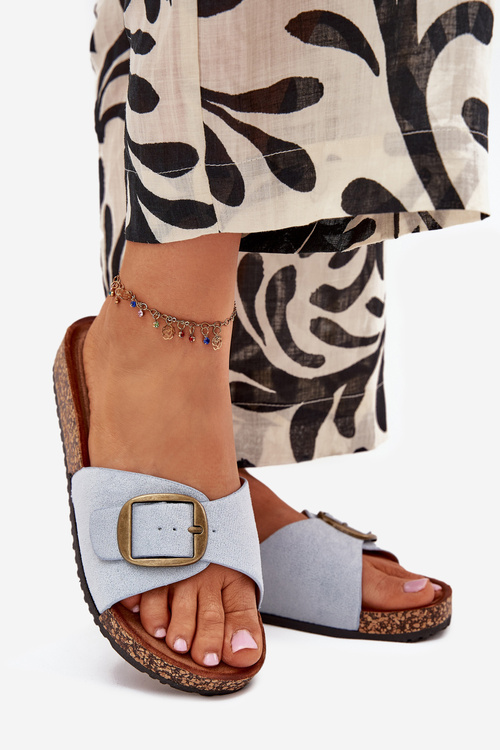 Жіночі Сандалі З Пряжкою На Корковій Платформі Сині Zavira