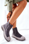 Жіночі високі черевики челсі замшеві велика зірка II274353 сірі