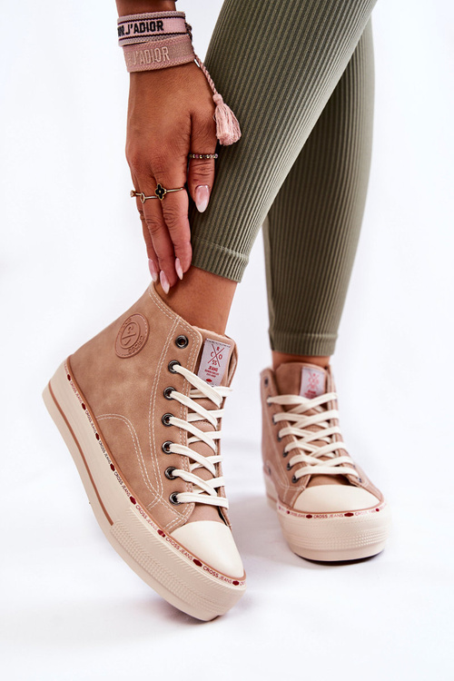 Жіночі високі утеплені кросівки Cross Jeans KK2R4045C бежевого кольору