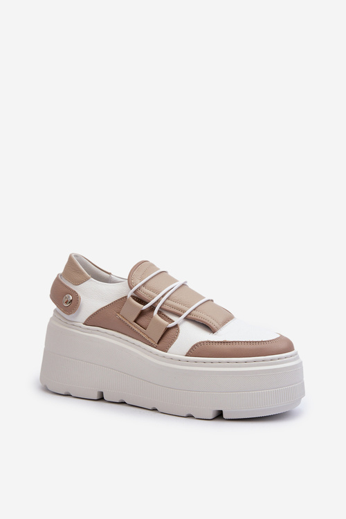 Жіночі шкіряні кросівки Zazoo 1833 на масивній підошві білі