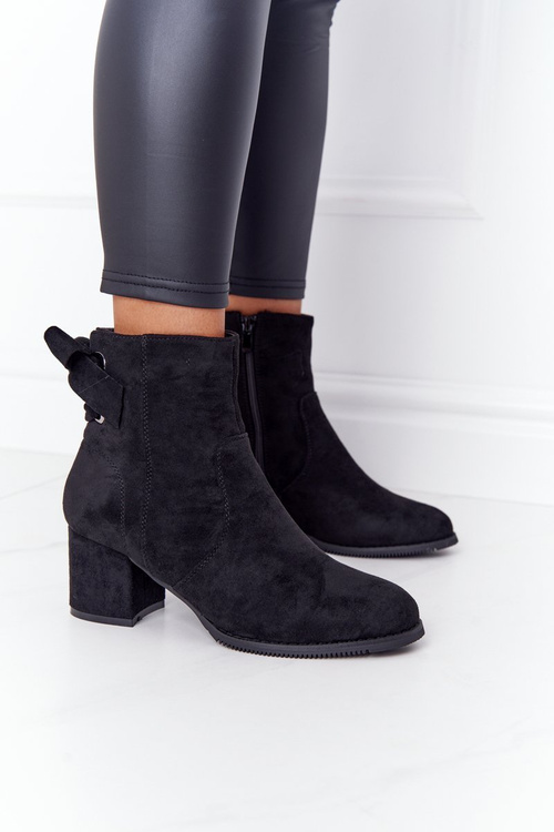 Жіночі утеплені чоботи на блочному каблуці чорні Kayla