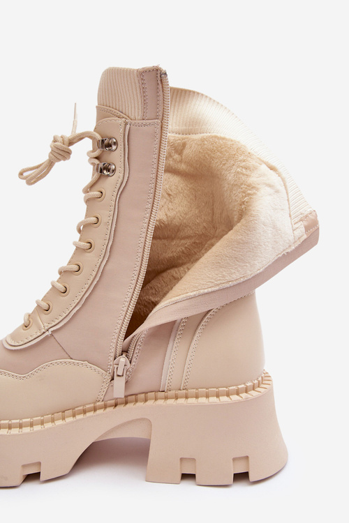 Жіночі шкіряні масивні чоботи бежеві Seloma