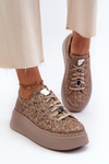 Шкіряне спортивне взуття на платформі Maciejka 06191-10 Beige