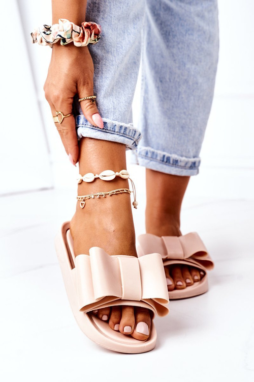 Гумові тапочки з бантом Бежеві квітня