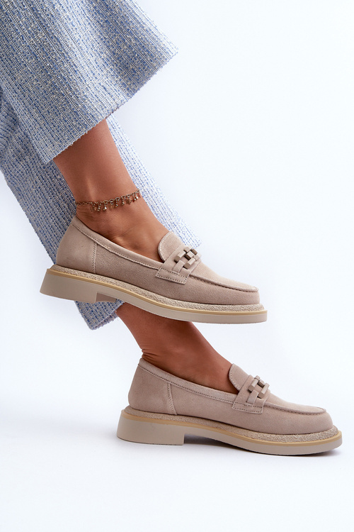 Замшеві жіночі мокасини S.Barski HX52-222 Бежеві