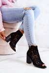 Ажурні чоботи на шпильці Чорні Бретань