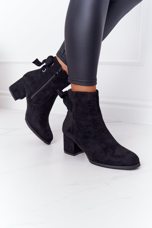 Жіночі утеплені чоботи на блочному каблуці чорні Kayla