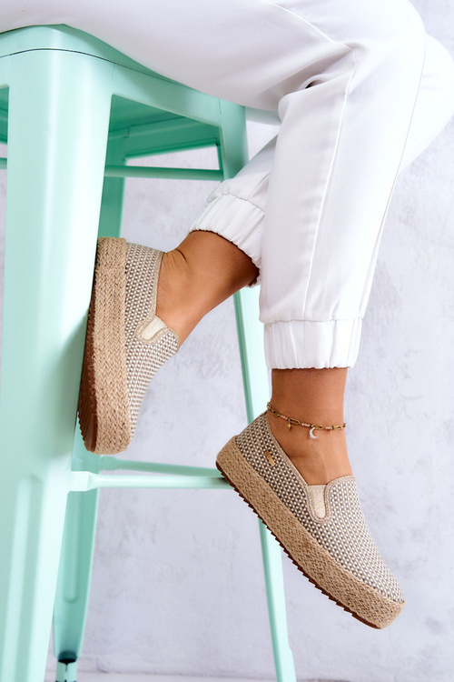 Жіночі плетені кросівки сліпони Big Star JJ274394 Бежеві