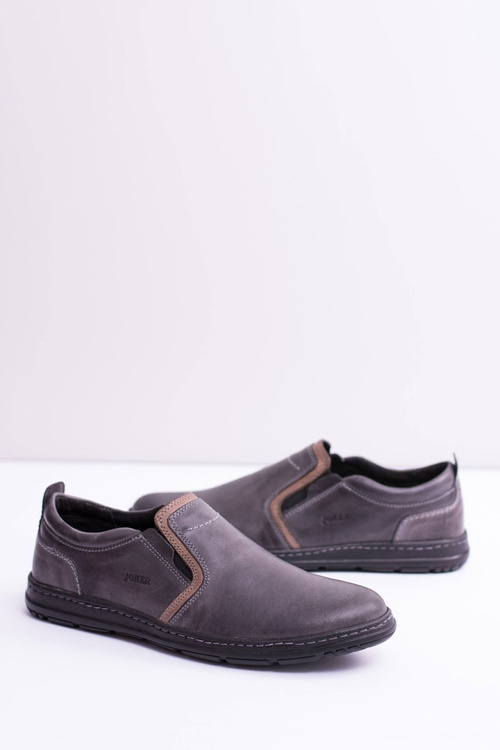 Чоловічі шкіряні туфлі Leonidas сірі