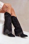 Чоботи З Загнутим Верхом На Каблуці Чорні Iveliri