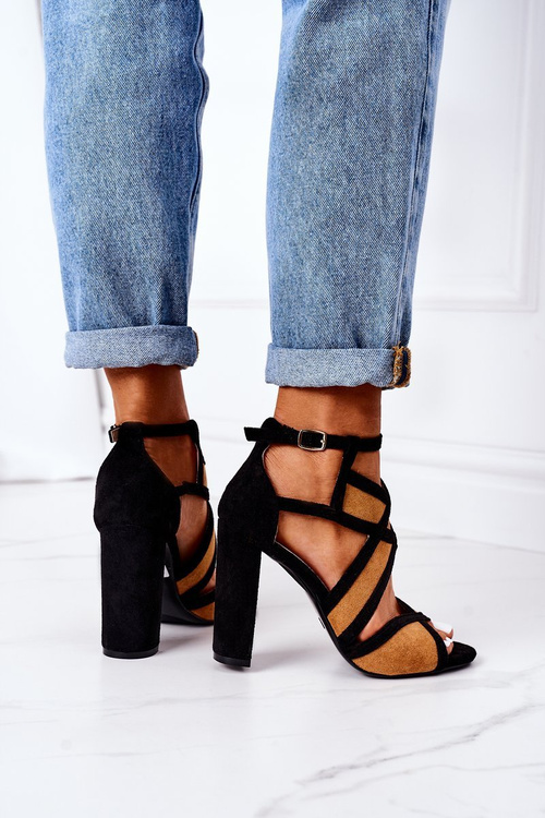 Замшеві босоніжки на блочному каблуці Camel Emolly