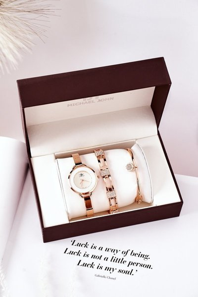 Набір годинників і два браслети Michael John Rose Gold