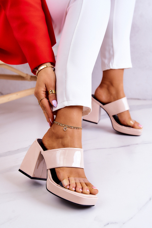 Лаковані тапочки на штанзі Світло-бежевий Сіетл