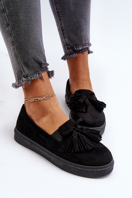 Жіночі чорні еспадрільї з бахромою Elorvia