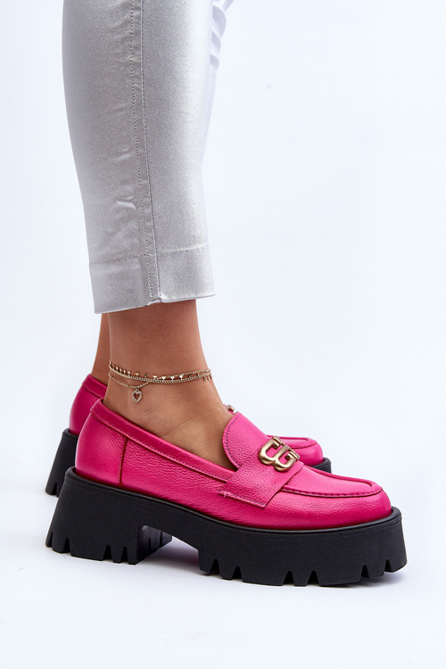 Жіночі лофери з натуральної шкіри Zazoo 20164 кольору фуксії