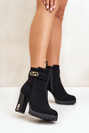 Утеплені жіночі ботильйони на підборах і блискавці чорні Narielis