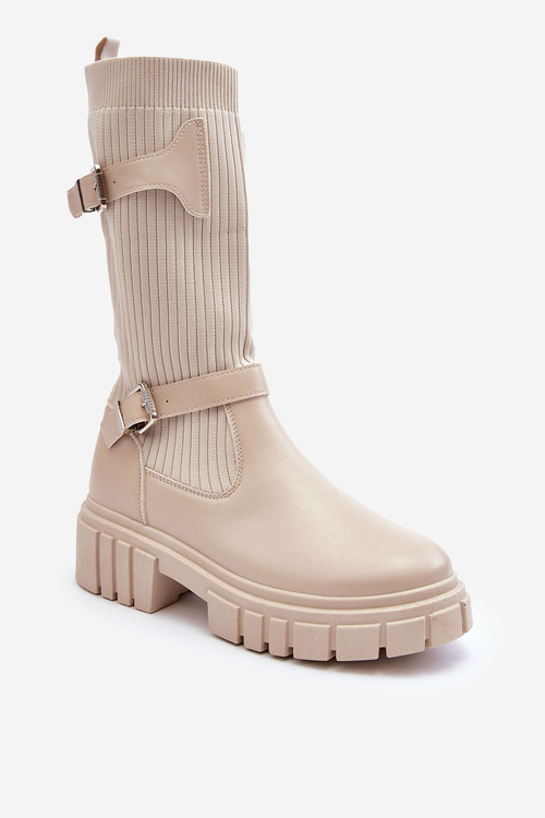 Жіночі шкарпетки з черевиками бежеві аброз