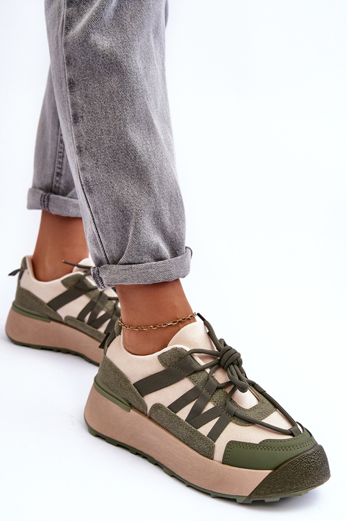 Жіночі замшеві спортивні туфлі на платформі бежево-зелені Rohan