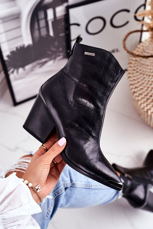 Жіночі черевики на високому каблуці шкіряні Big Star Black GG274919