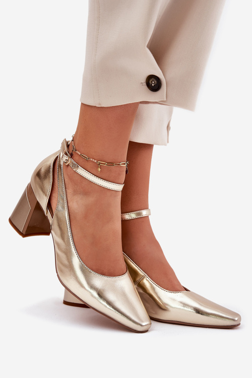 Шкіряні Туфлі на Підборах Maciejka K6816-25 Золоті