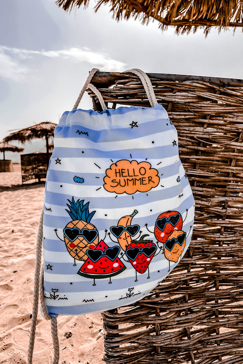 Рюкзак сумка рушник 3в1 смужки біло-блакитні