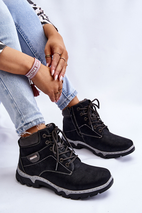 Жіночі черевики Trapper теплі на блискавці чорні Jake