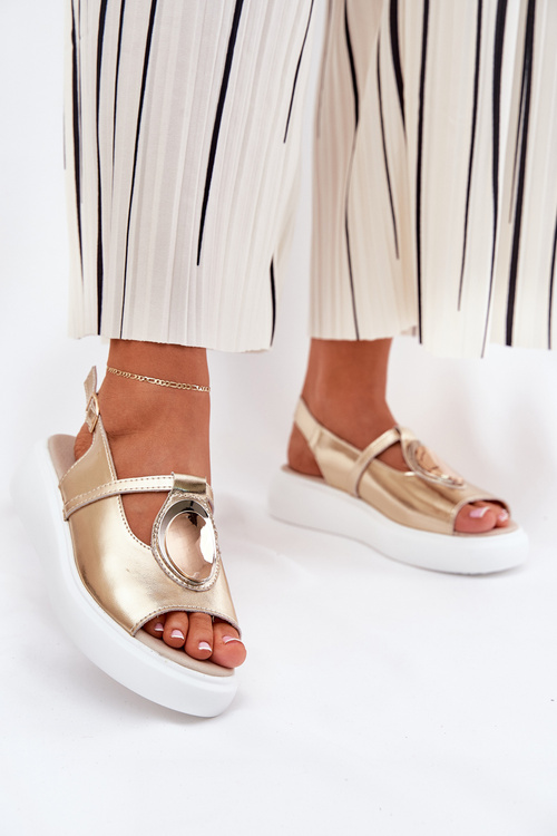 Шкіряні Елегантні Жіночі Сандалі S.Barski GR51-603 Золоті